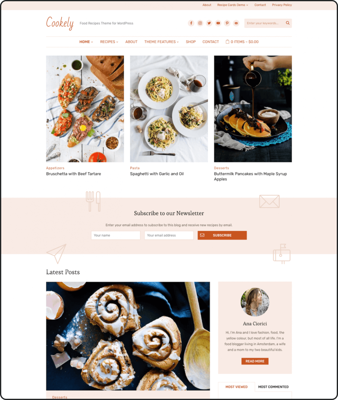 Cookely food blog theme