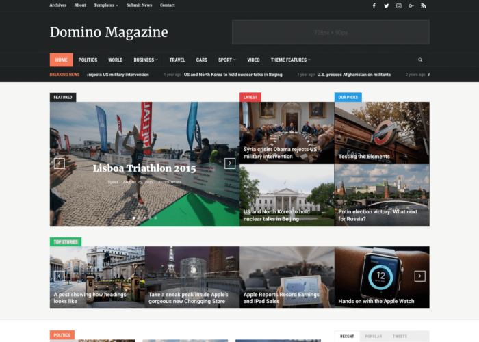 Domino Magazine WordPress Theme