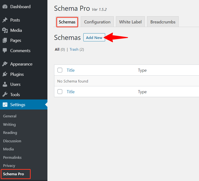 Schema PRO -> Add new schema