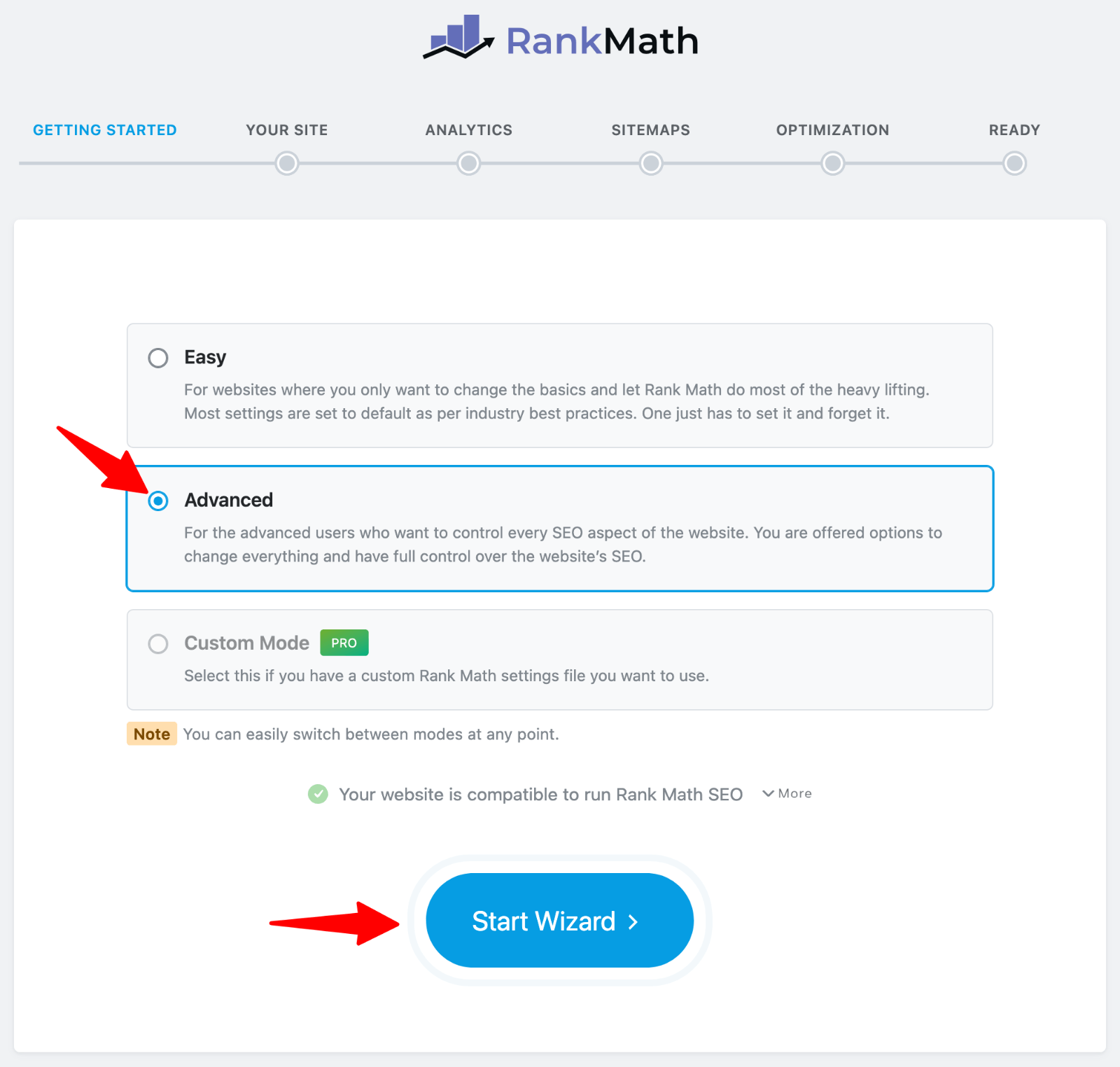 Rank Match choose setup mode