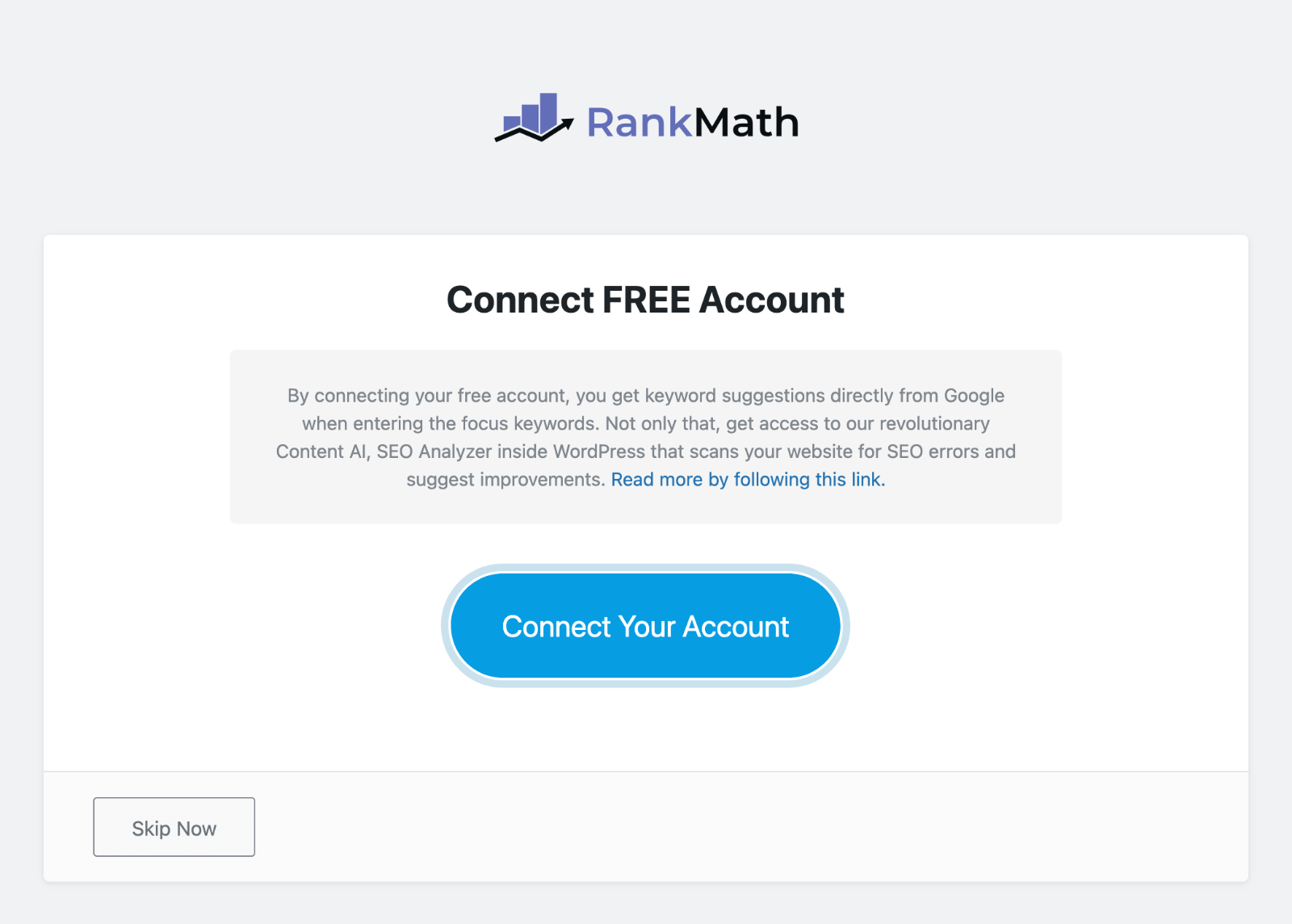 Rank Math connect account