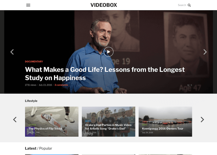 VideoBox - WordPress theme for video and podcast websites