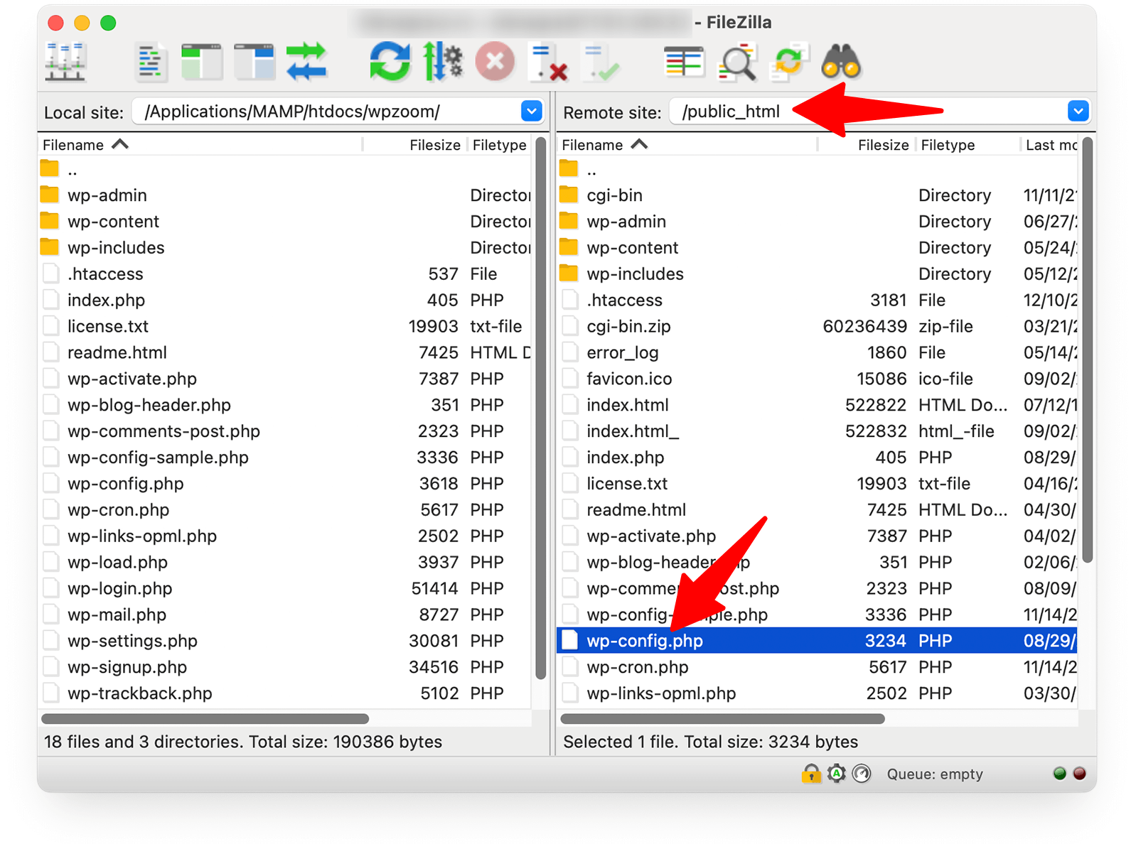 wp-config.php file location